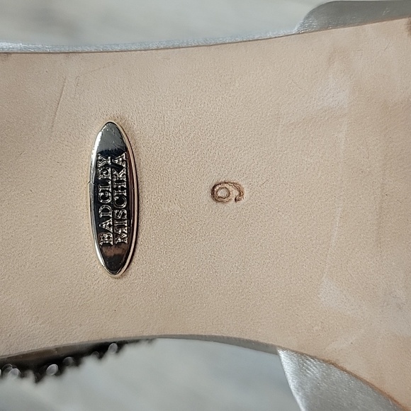 Badgley Mischka Size 9 Morning Fog Esmeralda Embellished Silk Pumps - Picture 11 of 12